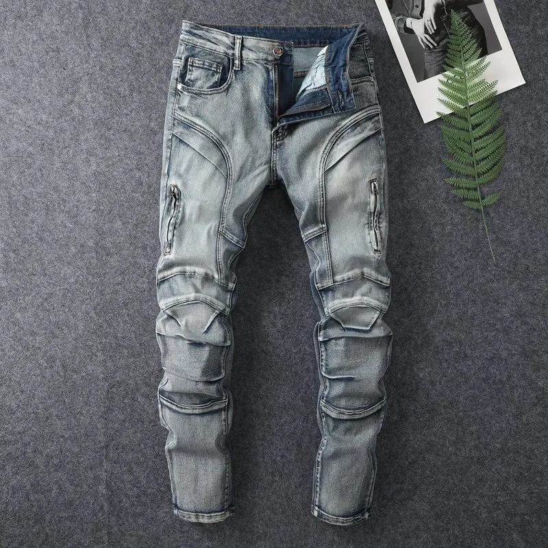 Trendy Jeans Mens Small Straight Leg Denim n Pants Slim Fit Hole Long High Street Classic Quality 250210