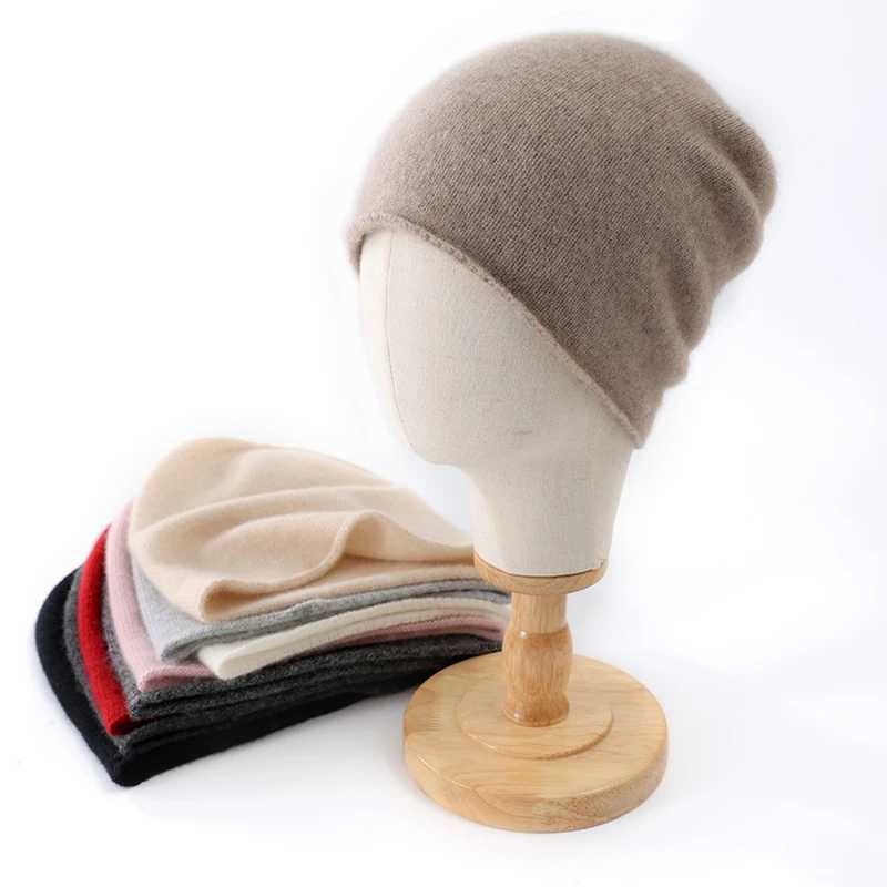 2024 Winter Unisex 100 Cashmere Hats Outdoor Casual Keep Warm Solid Color Cashmere Knitted Beanie Hat Men /Men Hedging Caps X250212