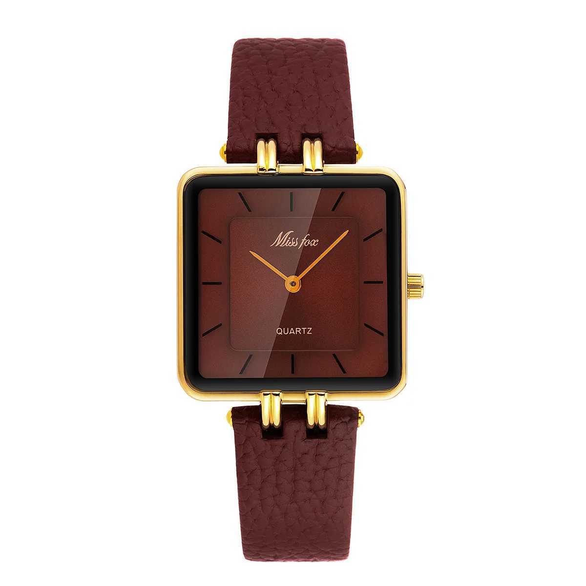 Women Watch Business Light Luxury Brand Middle East Simple Square Wine Red Waterproof Belt Ladies Fashion Quartz Clock WatchesXJ250213