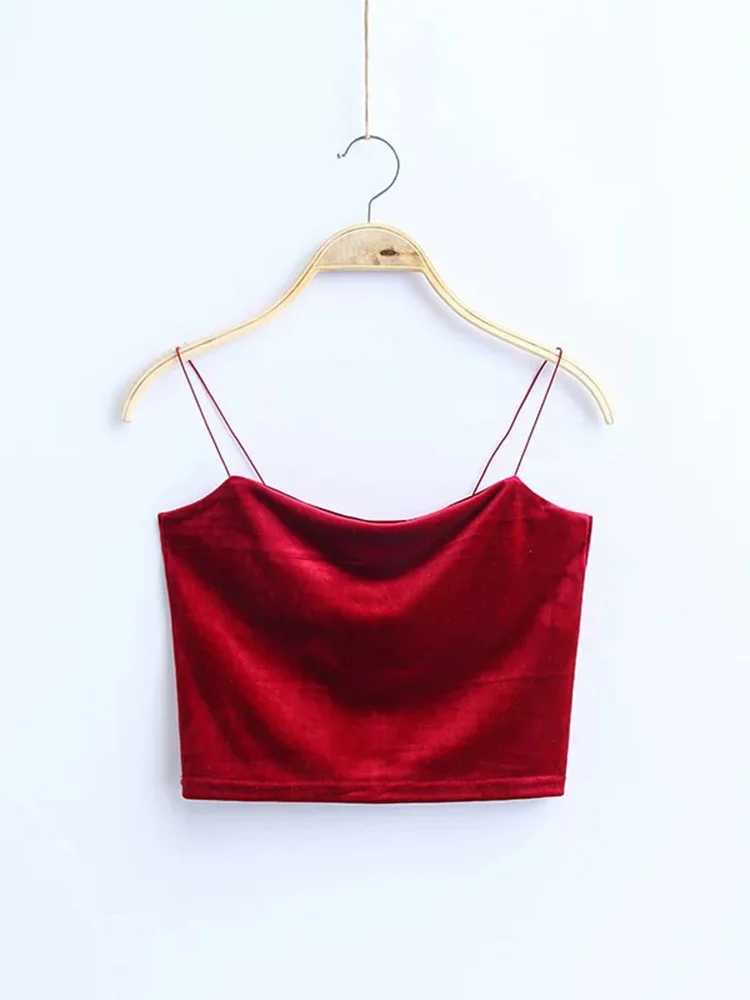 Fashion Sexy Spaghetti Straps Tank Top Velvet Short Crop Top 7 Colors Sexy Boob Tube Top Bustier Brief Vest T-shirts TeeXJ250212
