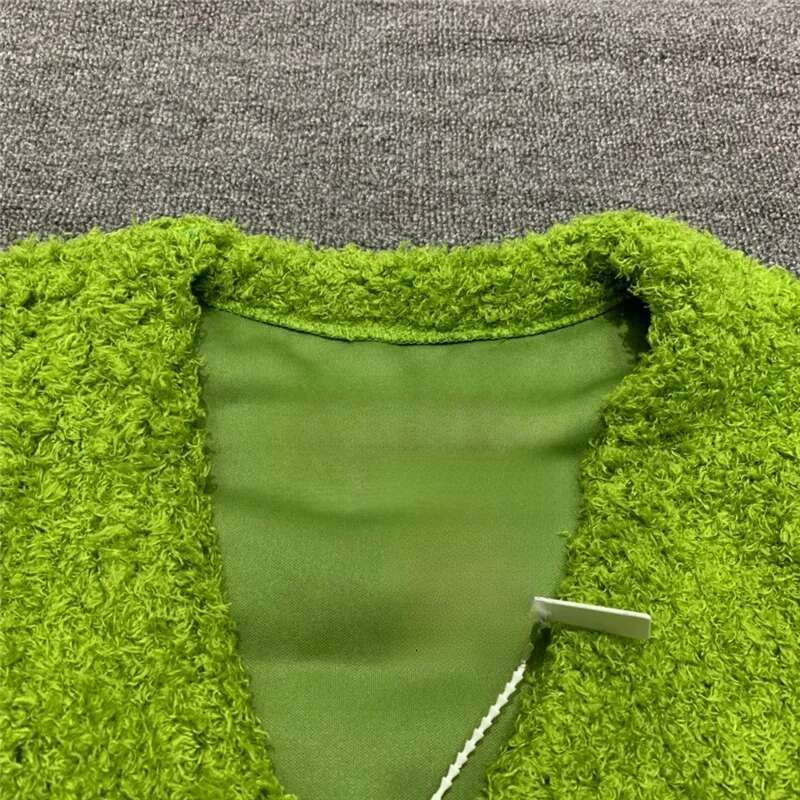 Green Cotton V-Neck Cardigan Jacket For Men & Women - Embroidered, Full Length, Street Style