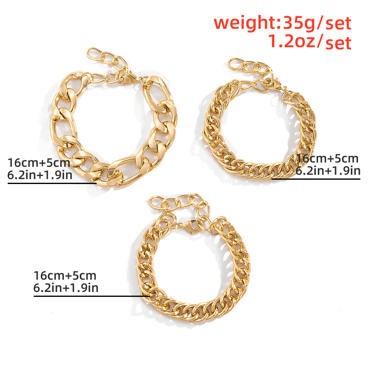 Woman fashion Jewelry exaggerated geometric thick chain for female hip-hop personality hollowed out designer set bracelet
