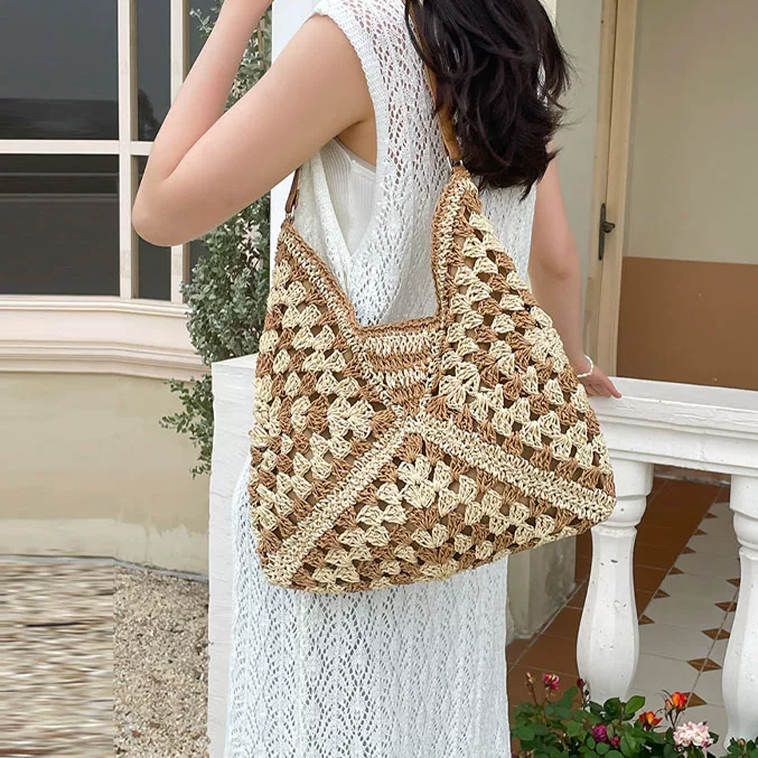 2025 Fashion Woven Bag Large Capacity Shoulder Bags For Woman Casual Tote Bag Popular Straw Weave Handbag