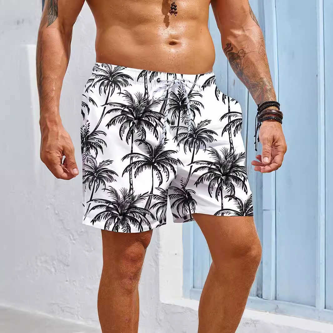 Mens Coconut Tree Beach Pants Hip Hop Style Beach Pants Quick Drying Can Go Water Hawaii Beach W250212