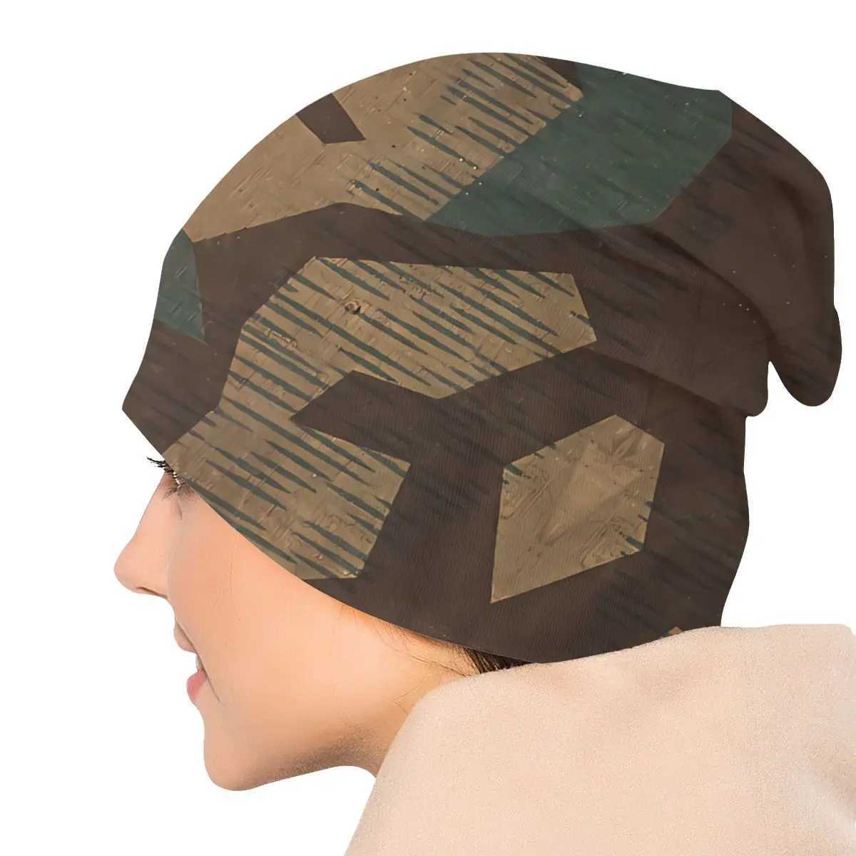 Splintertarn German Ww2 Camouflage Unisex Bonnet Thin Outdoor Sklies Beanies For Men Wen X250212