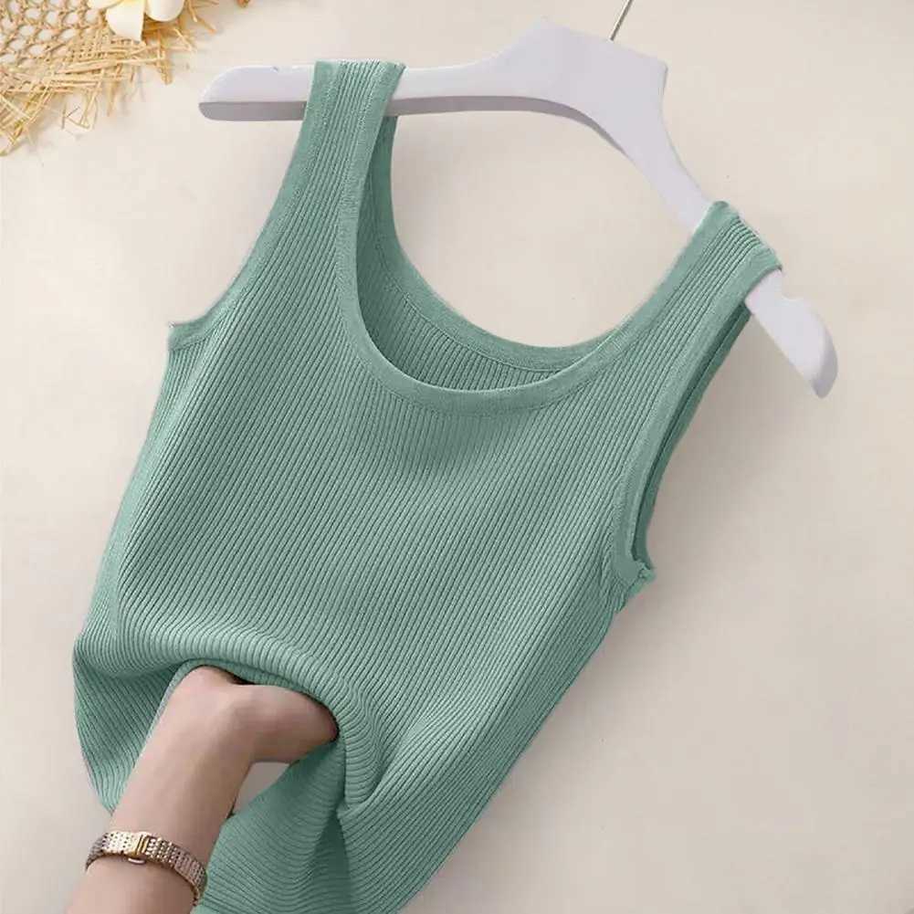 Women Vest Solid Color Scoop Neck Sveless Summer Tank Top Oversized Thin Vest Top Beachwear Womens ClothingXJ250212