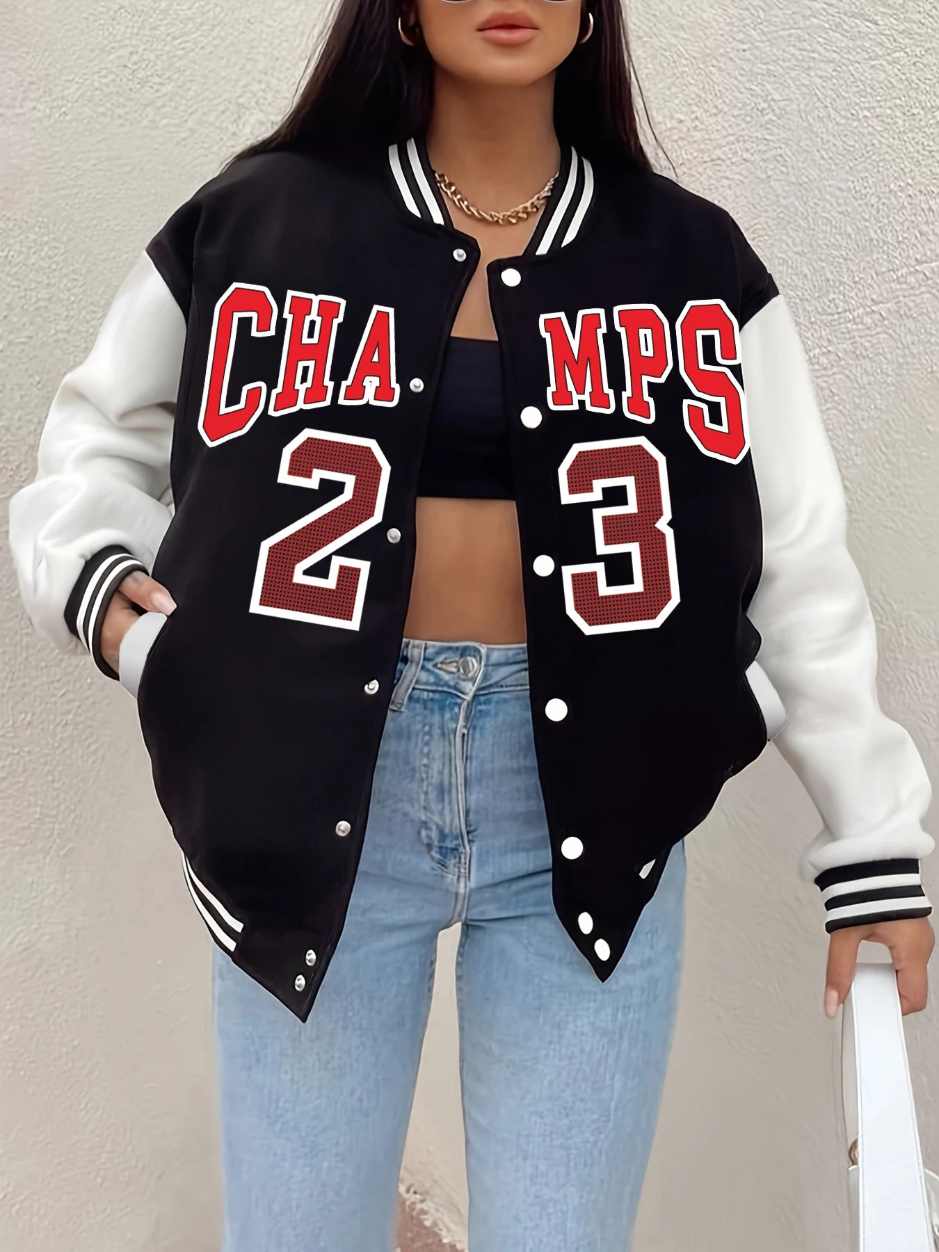 Champs 23 Letter Prints Jackets Women Winter Fleece Baseball Uniform Personality Street Casual Jacket Warm Soft Womans Clothing 250212