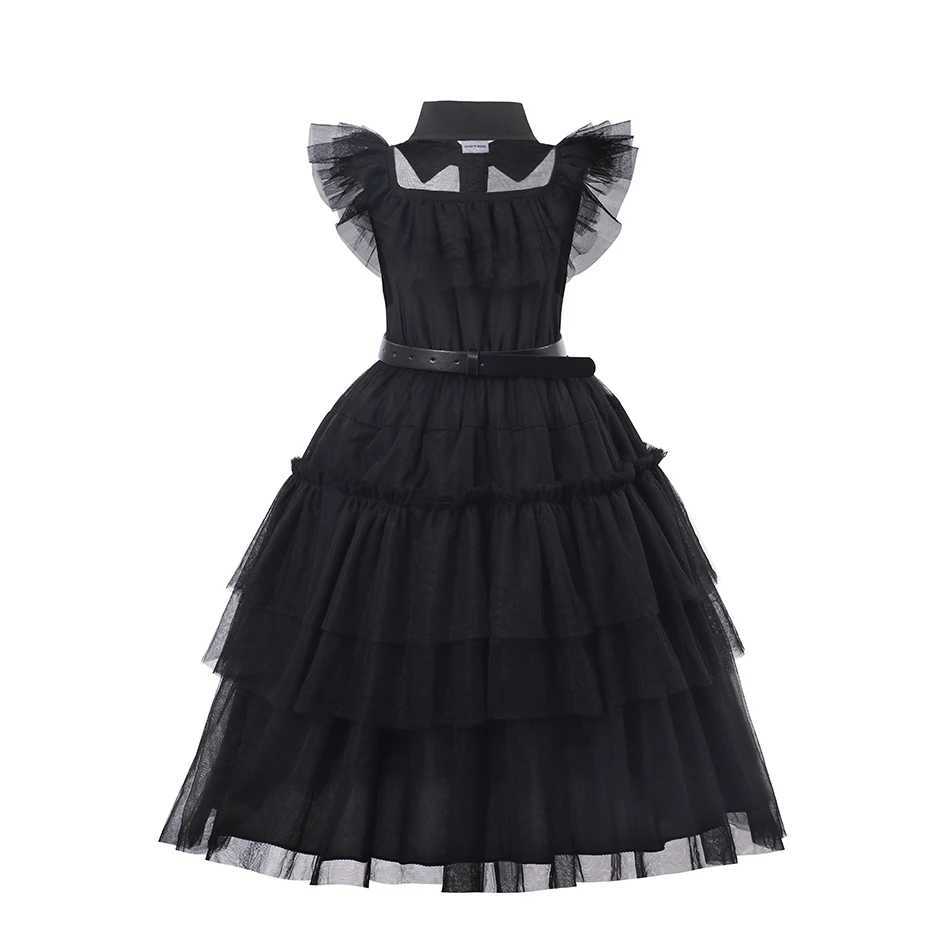 Wednesday Merlina Costumes Dresses For Girls A-line Skirt Bat Ball Gown Cobweb Dress Halloween Carnival Par Clothing For KidsXJ250117
