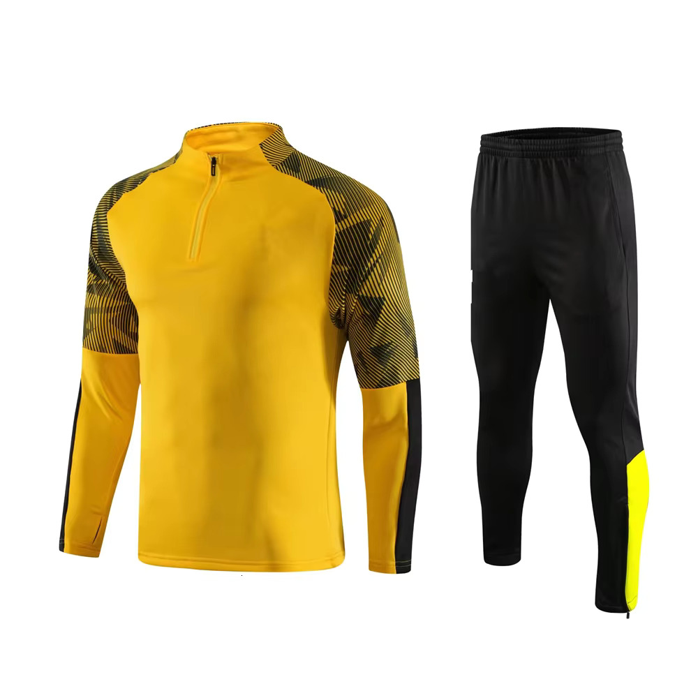 New Men Kids Sports Set Boy Girl Fans Half Zipper Jacket Training Wear Games Jerseys Soccer Kit Tops And Trousers