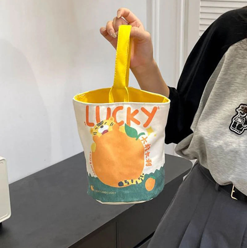 Oil Painting Tote Bag Japanese Cute Printing Shoulder Bag Outdoor Portable Handbag Cartoon Student Canvas Bag Shopping Bag 250207