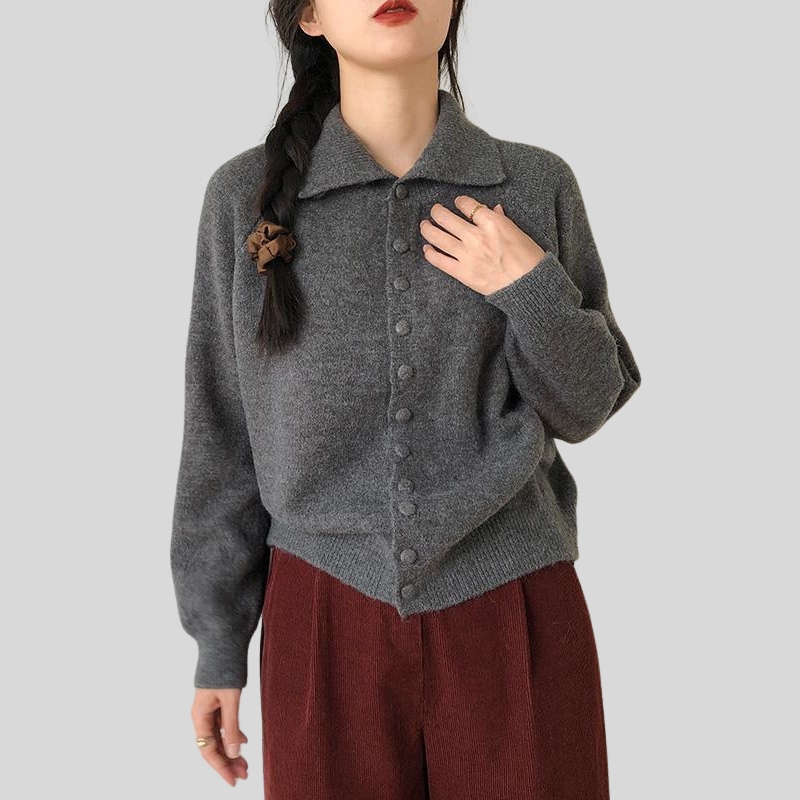 New turtleneck knitted cardigan women's autumn and winter new retro Korean lazy style high-end loose sweater jacket