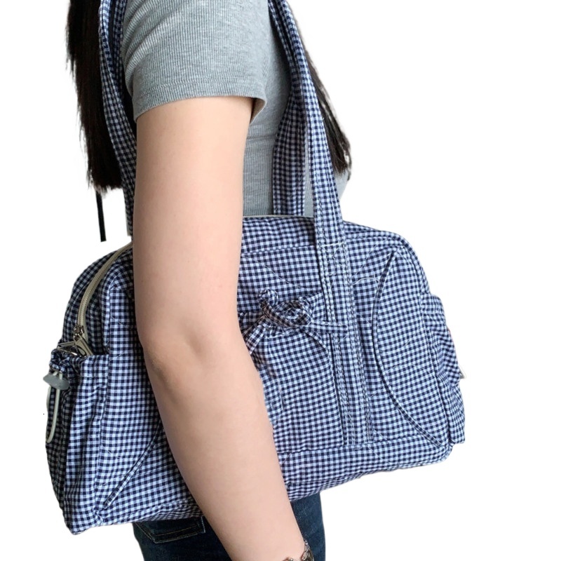 Quilted Korean Casual Shoulder Zipper Commuter Large Capacity Tote Plaid Bows Classic Handbags Trendy Bags For Women