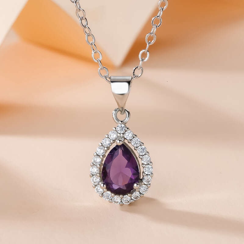 Recommended new minimalist necklace set from Japan South Korea, fashionable and elegant zircon teardrop shaped open ring earrings