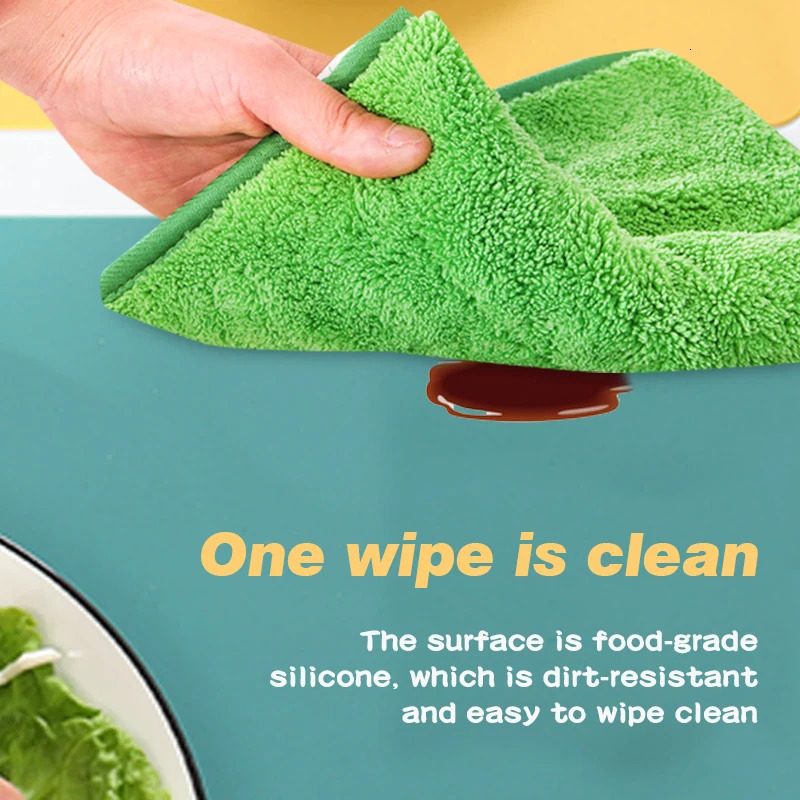 60/40cm Oversized Food Grade Silicone Waterproof Placemat Heat Insulation Anti-Sding Washable Table Mat For Kitchen Dinner 250206