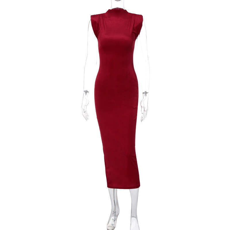 Women's summer product fashion slim fit back slit round neck sleeveless dress wholesale 2025 temperament versatile new trend clothing ins