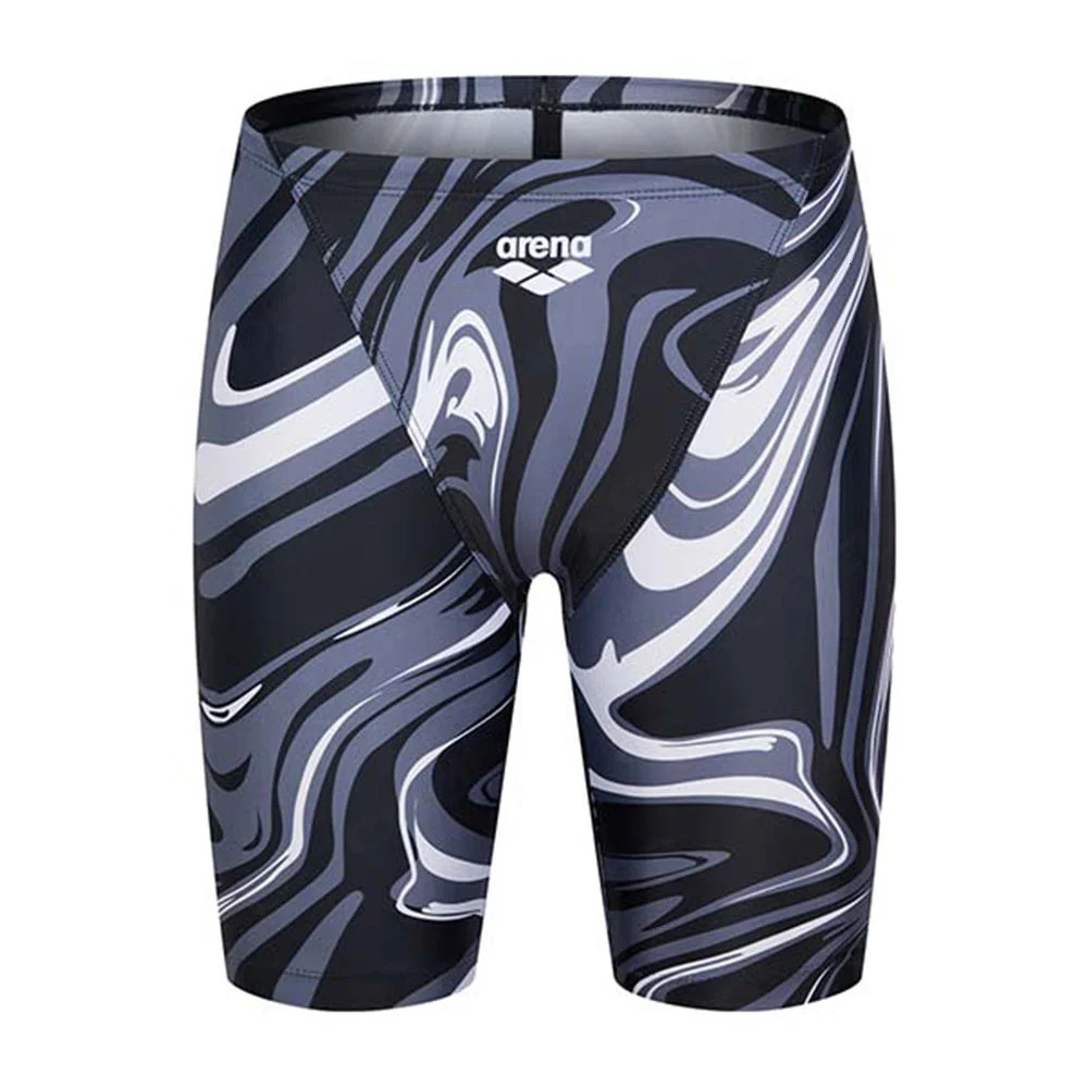 Mens Swim Jammers Swimsuit Shorts Swimming Trunks Athletic Training Swimwear Print Lycra Beach Tights Shorts Sports Surf Pants 250210