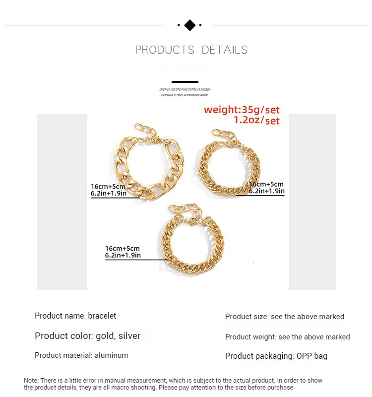 Woman fashion Jewelry exaggerated geometric thick chain for female hip-hop personality hollowed out designer set bracelet