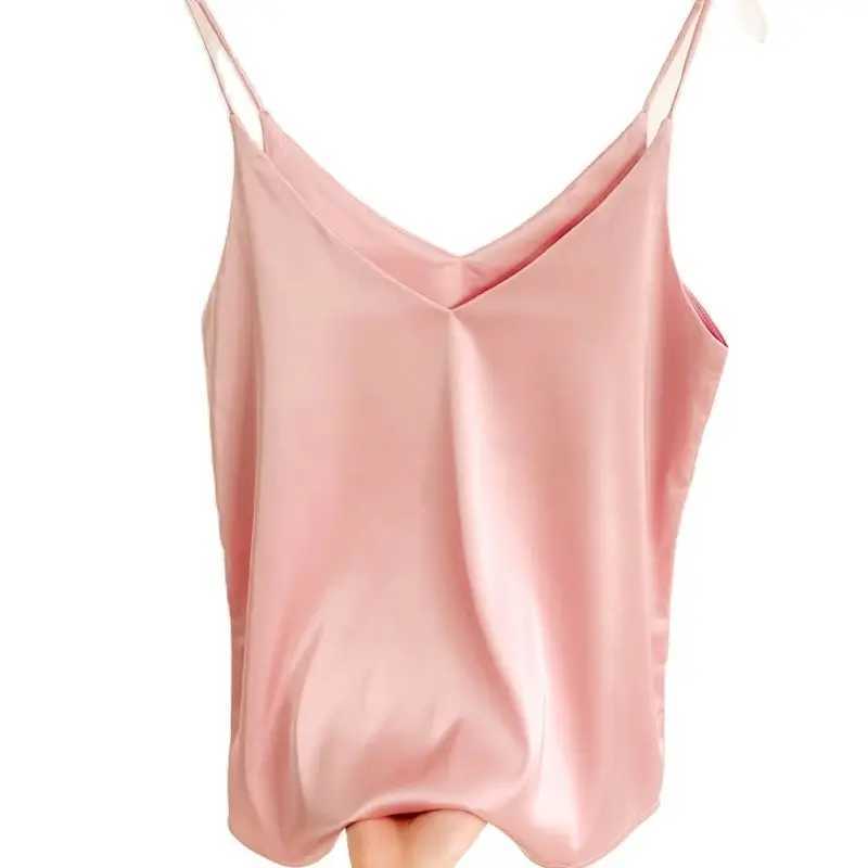 2024 Summer Camisole Slim Vest Sexy Women Sveless V-Neck Gray Tee Tank Tops Fe Solid Black/White Korean Crop Tops Y2kXJ250212