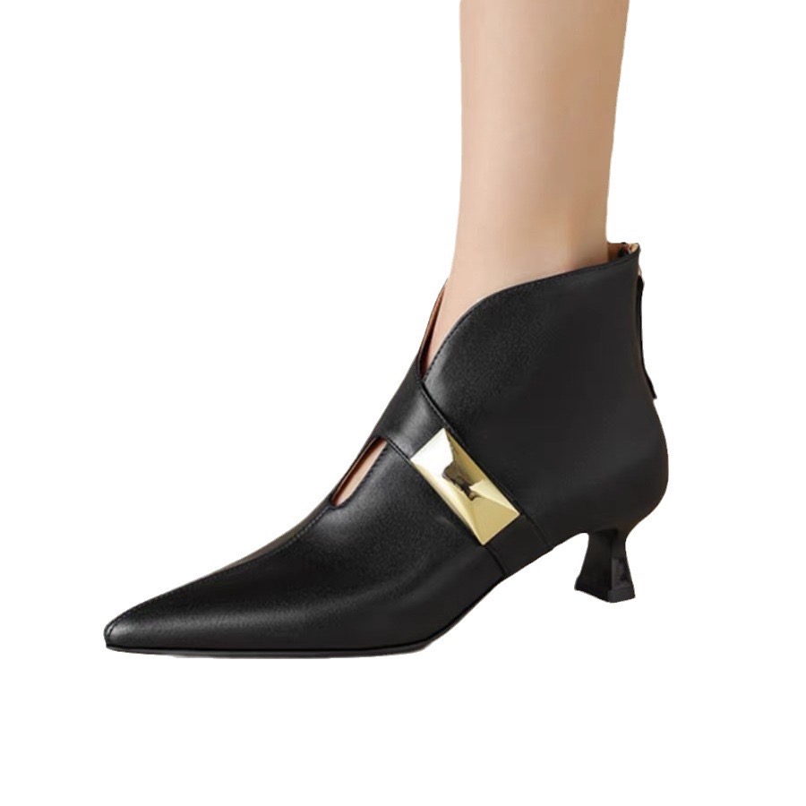 2025 new Autumn Pointed Toe Women Ankle Modern Ladies Shoes Flat with Leather Boots 8d42