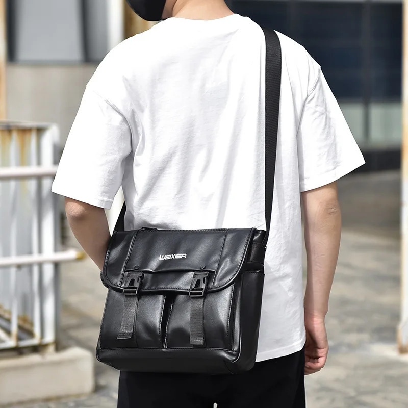 MenS Messenger Shoulder Bag Briefcase PU Leather Crossbody Porter Side Pouch Essentials Cross Male Office Bag Husband 250207