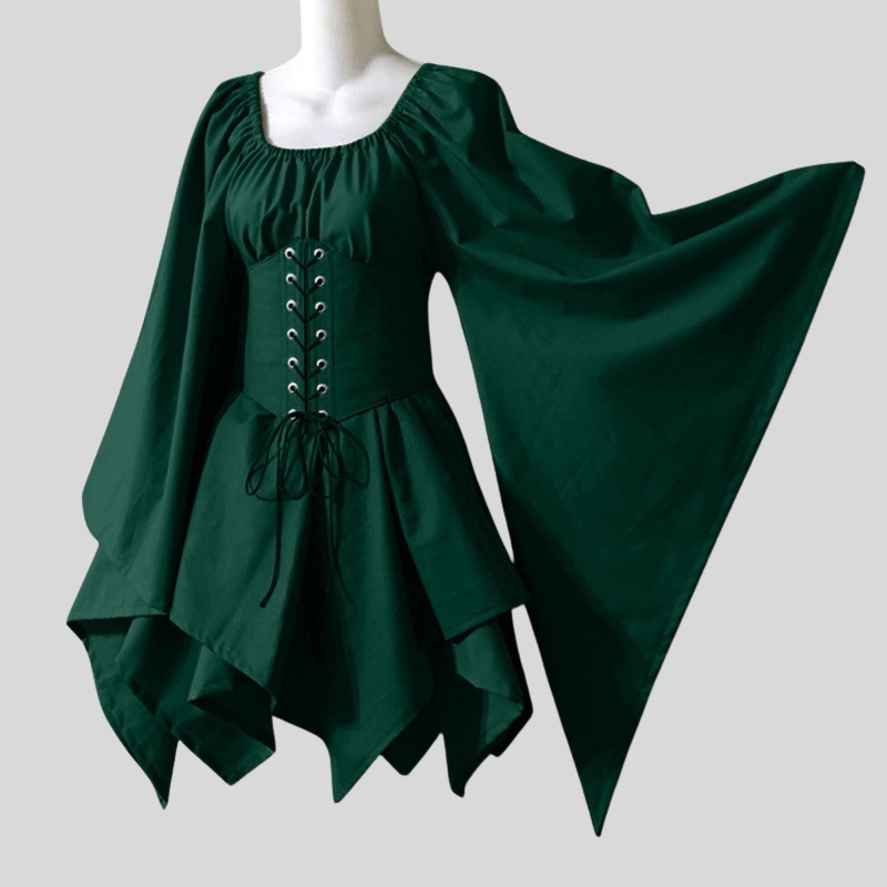 Cross-border new European and American horn sleeves long sleeves medieval Renaissance dresses splicing dresses one piece is sent on behalf of others