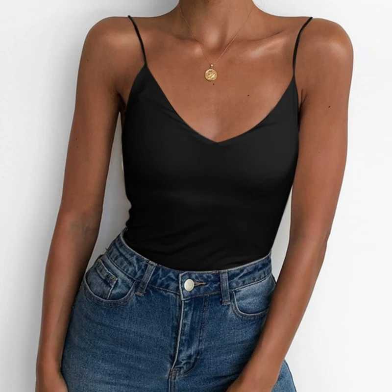 Summer Sexy Women Thin Wild Solid Camis Vest Tank Tops Fe Strap Basic Tops Slim Sveless CamisoleXJ250212