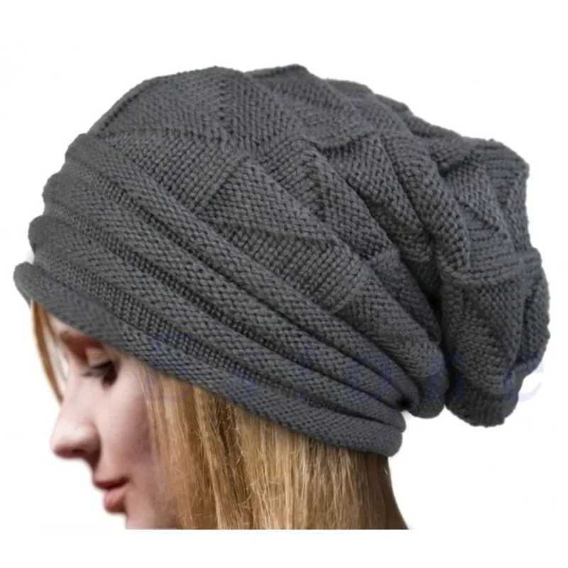 Solid Oversi Winter Baggy Beanies Sklies Ski Slouchy Knitted Hats Caps for Wen Men Unisex Outdoor Hip Hop Wool Warm Hat X250212