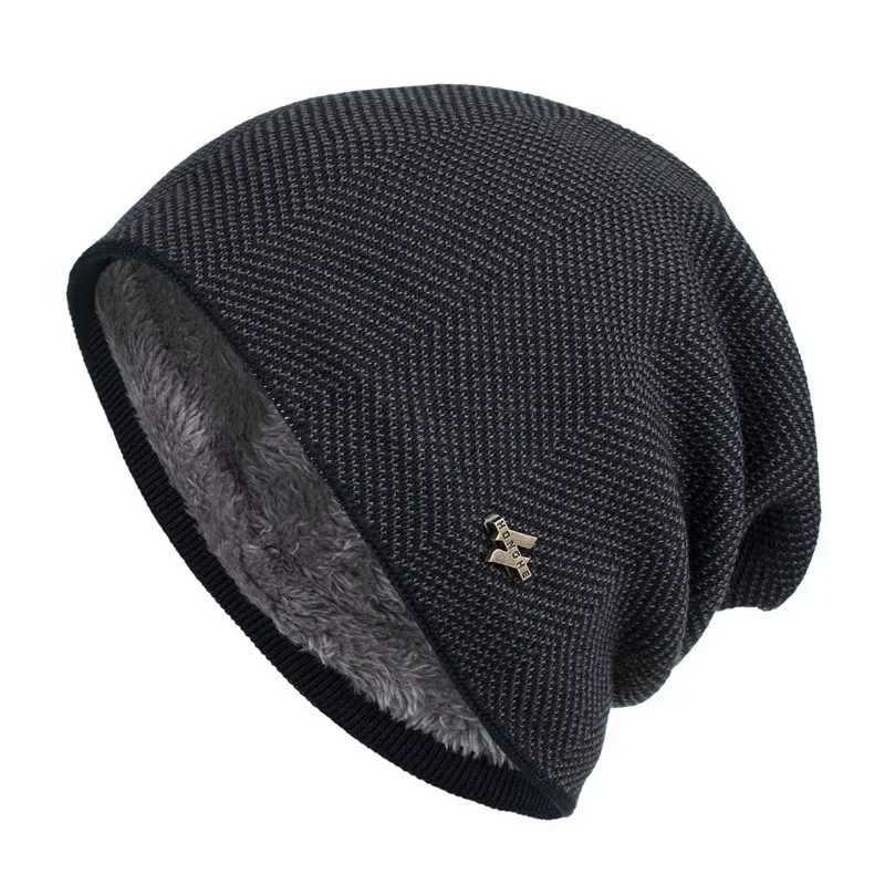 Men Winter Warm Hat Adt Knitted Casual Beanies Sklies Cotton Wool Hats for Men Brand Outdoor Cap Solid Caps X250212