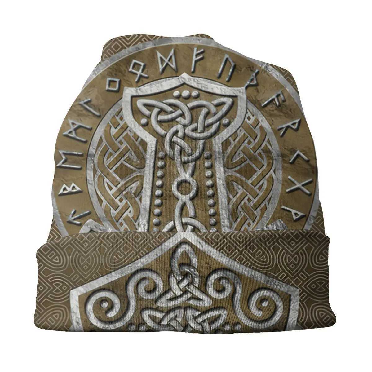 Vikings Ragnar Lothbrok Sklies Beanies Caps Mills The Hammer Knit Hat Winter Warm Bonnet Hats Men Wens Street Ski Cap X250212