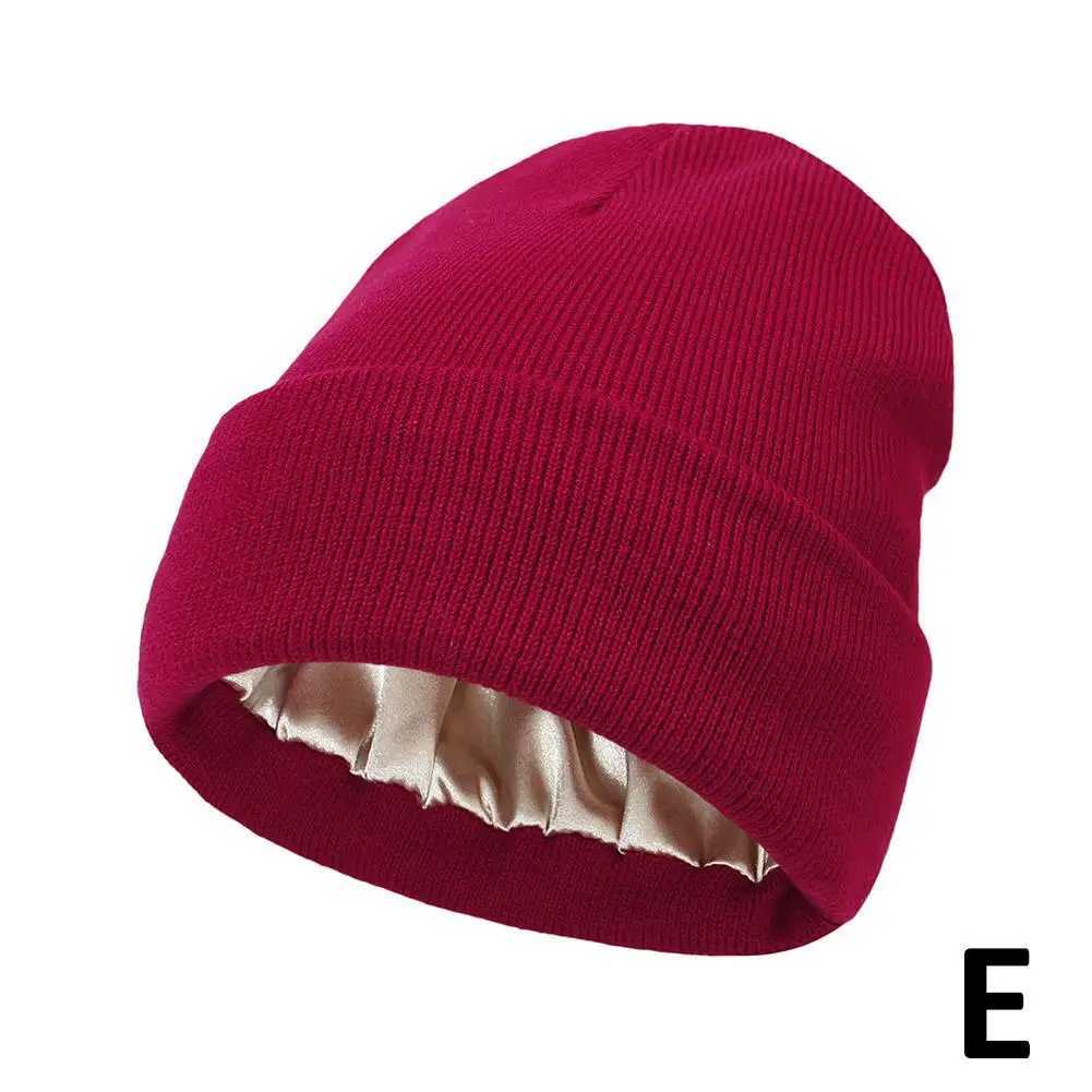 Cashmere Knitted Beanie Hat Winter Silk Satin Li Solid High Men Chunky Hats Warm Quality Beanie Cap Unisex Men Soft Th I7X2 X250212