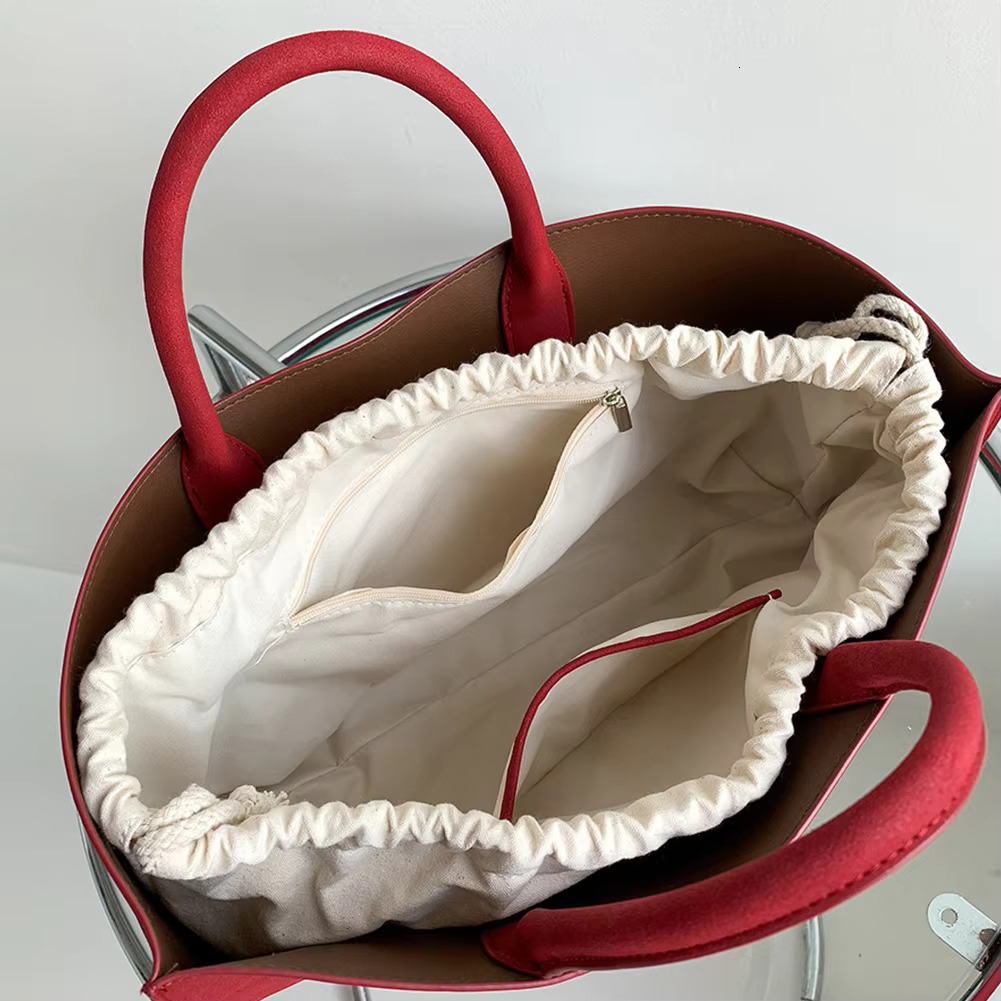 Suede Top Handle Retro Red For Women Trendy Chic Handbag Purse Fashion Shoulder Bags Y2k Girls Lady Shopper Commuter Bag