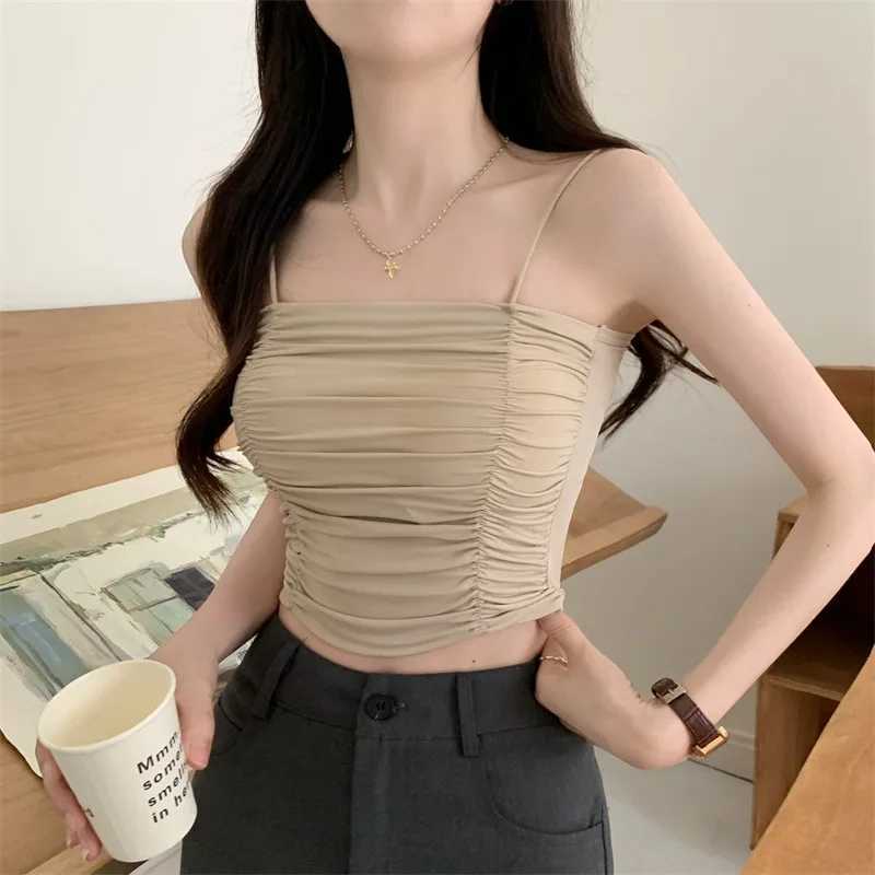 Top Women Sexy Shirts Sveless Tube Tops Girls Tops With Suspenders Lady White Camisole Padded Bras Woman Clothing Corset TopXJ250212