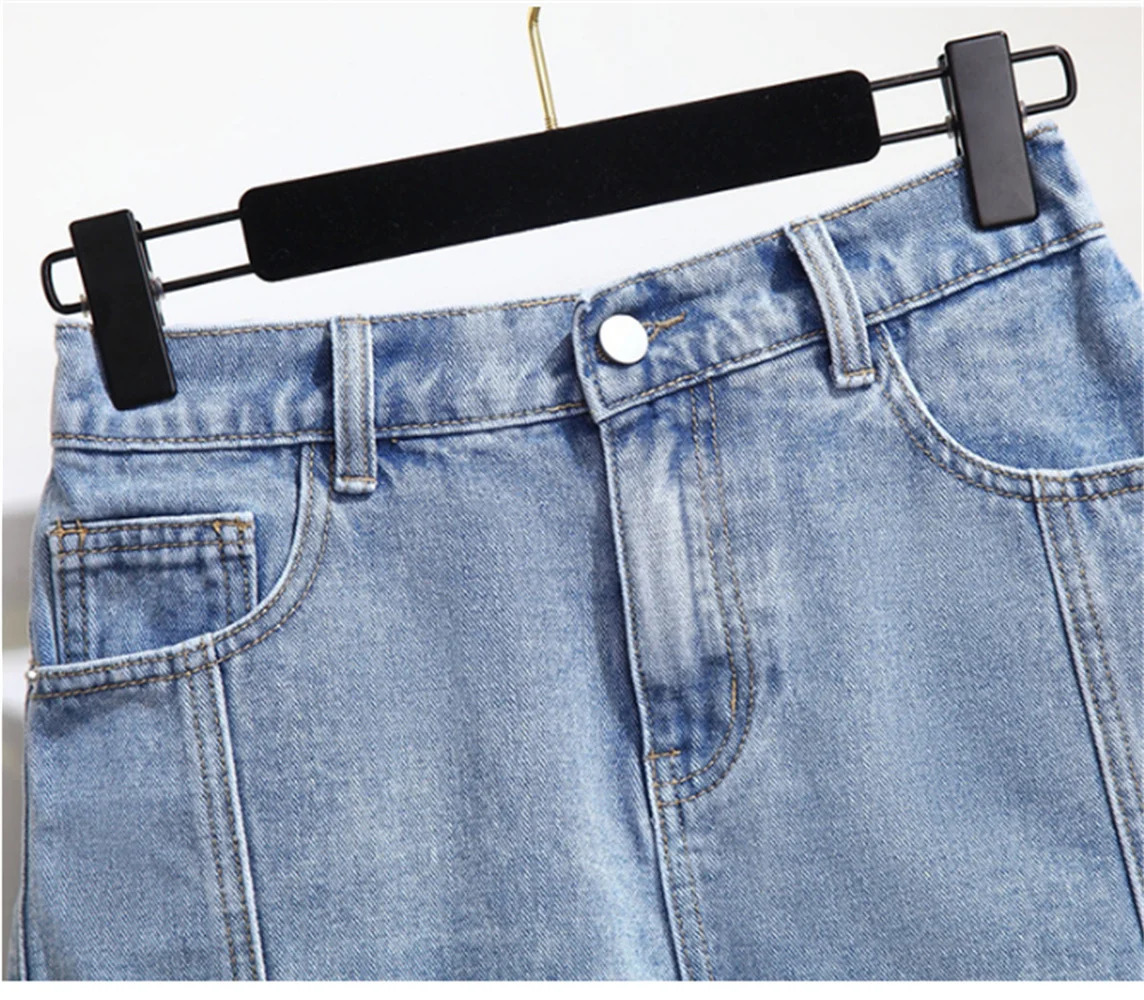 Women Plus Size Denim Shorts Modern Frayed Raw Hem Tassels Denim Shorts 3X 4X 5X 6X 250212