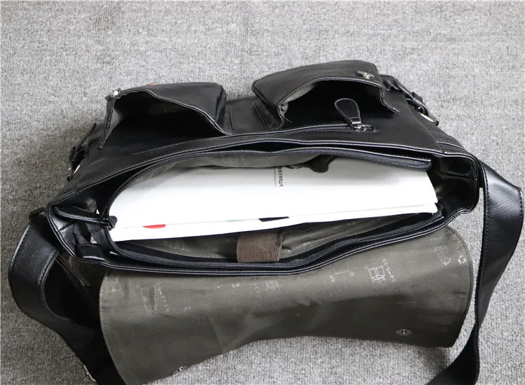 Good Qualtiy Travel Bag Leather PU Casual Shoulder Crossbody Outdoor Bags Mens School Retro Zipper Shoulder Magazine Satchel Bag 250207