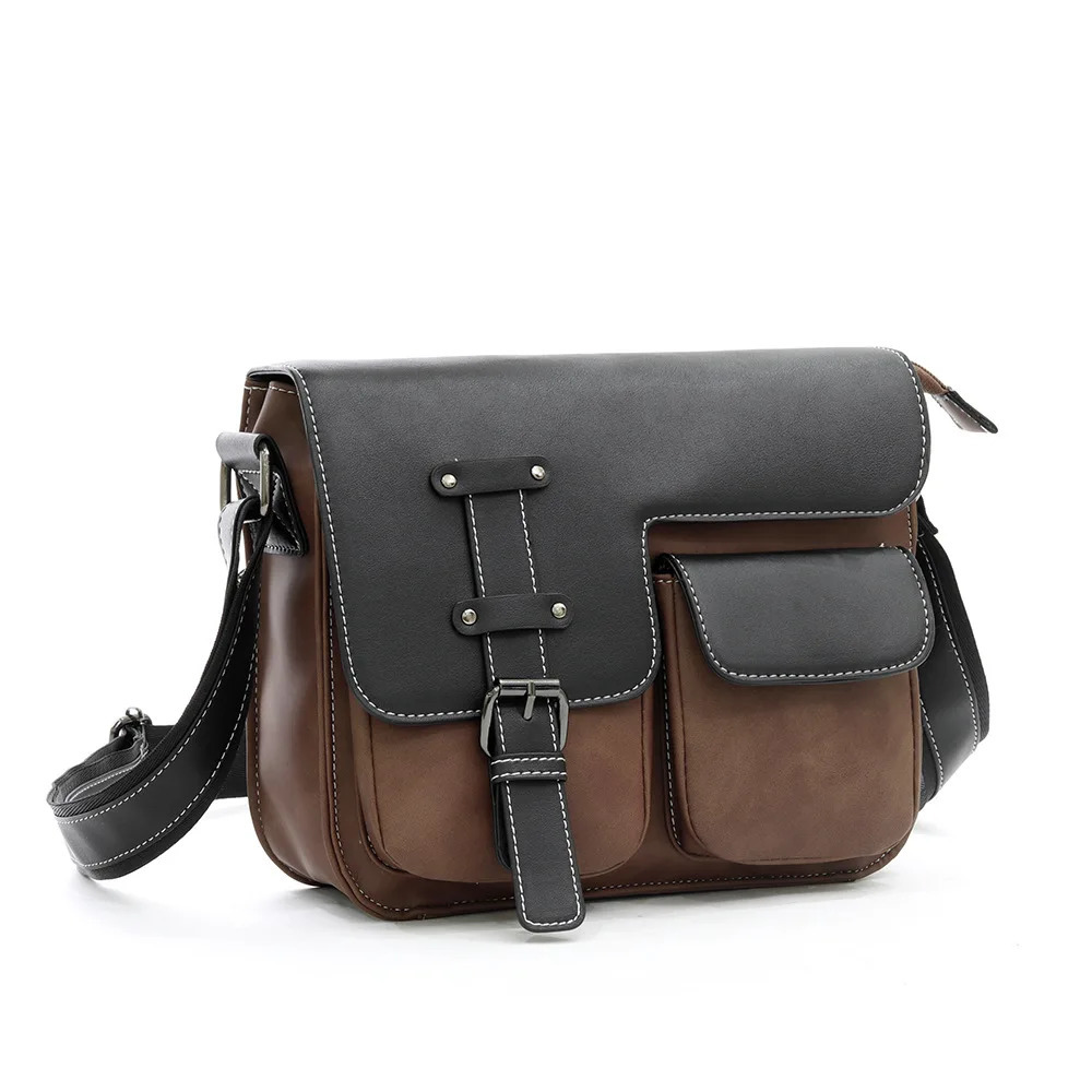 mens frosted leather single shoulder multi-pocket business small bag mail bag casual retro messenger bags bolsos 250207