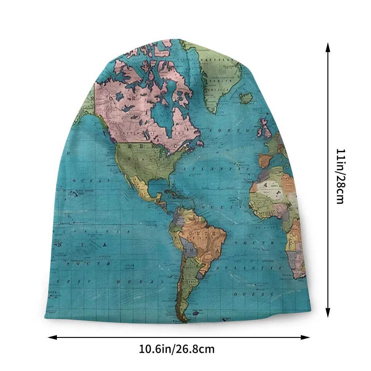 1897 Outdoor Thin Bonnet For Men Wen World Map Sklies Beanies Ski Caps X250212