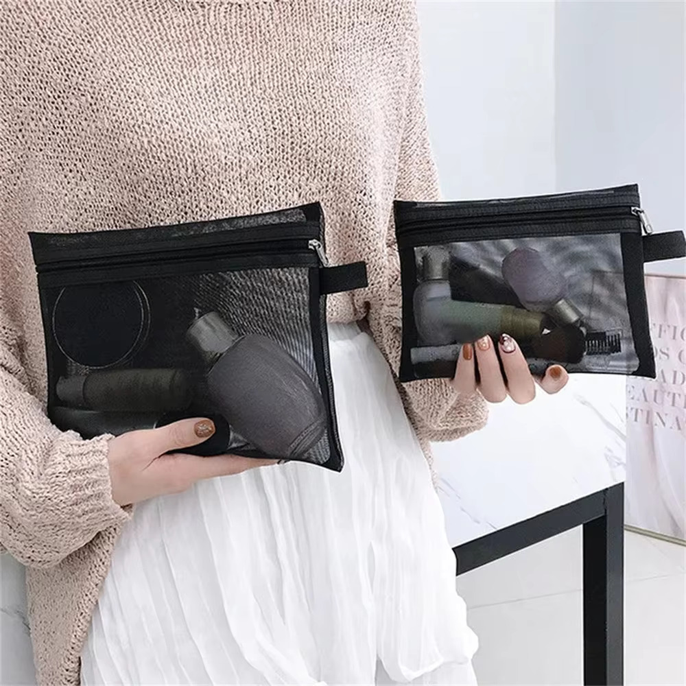 Women Mesh Cosmetic Travel Storage Makeup Bag Organizer Female Make Up Pouch Portable Small Large Toiletry Beauty Case swissmilitary
