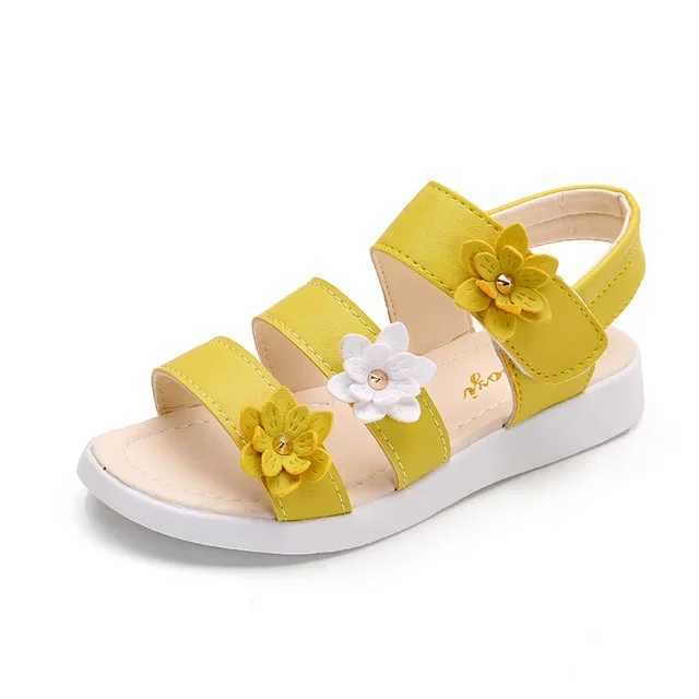 Sandals Girls Sandals Gladiator Flowers Sweet Soft Children Beach Shoes Kids Summer Floral Sandals Princess Fashion Cute High Quality H250212