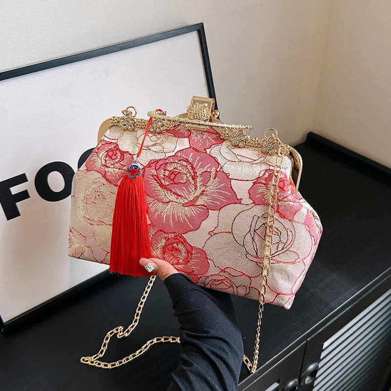 Womens Evening Clutch Exquisite er Party Clutch Tassels Bag Female Shoulder Bag Purses Handbag Wedding Banquet 250207