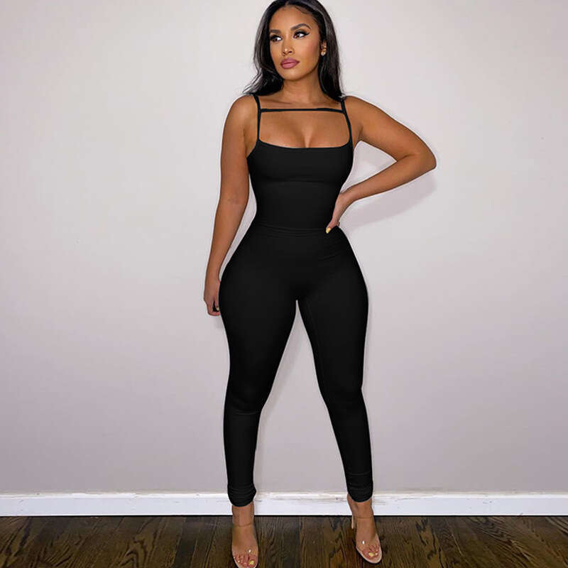 European American summer fashion solid color slim fit and slimming camisole jumpsuit women's manufacturer wholesale 2025 new style temperament ch