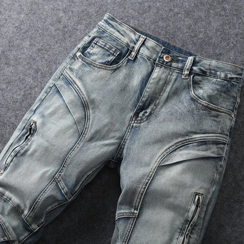 Trendy Jeans Mens Small Straight Leg Denim n Pants Slim Fit Hole Long High Street Classic Quality 250210
