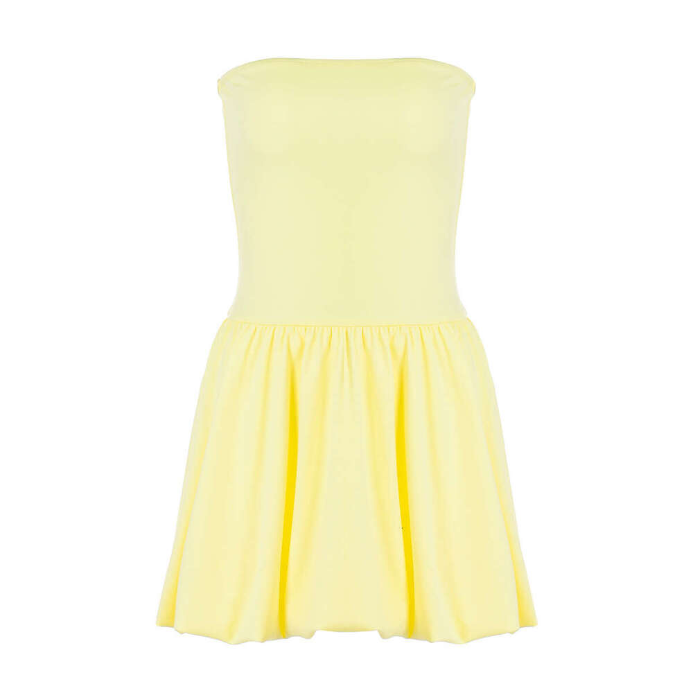 Hot selg women's in Europe America summer 2025, fashionable sexy solid color waist tied strapless dress women wholesale, new casual and versatile