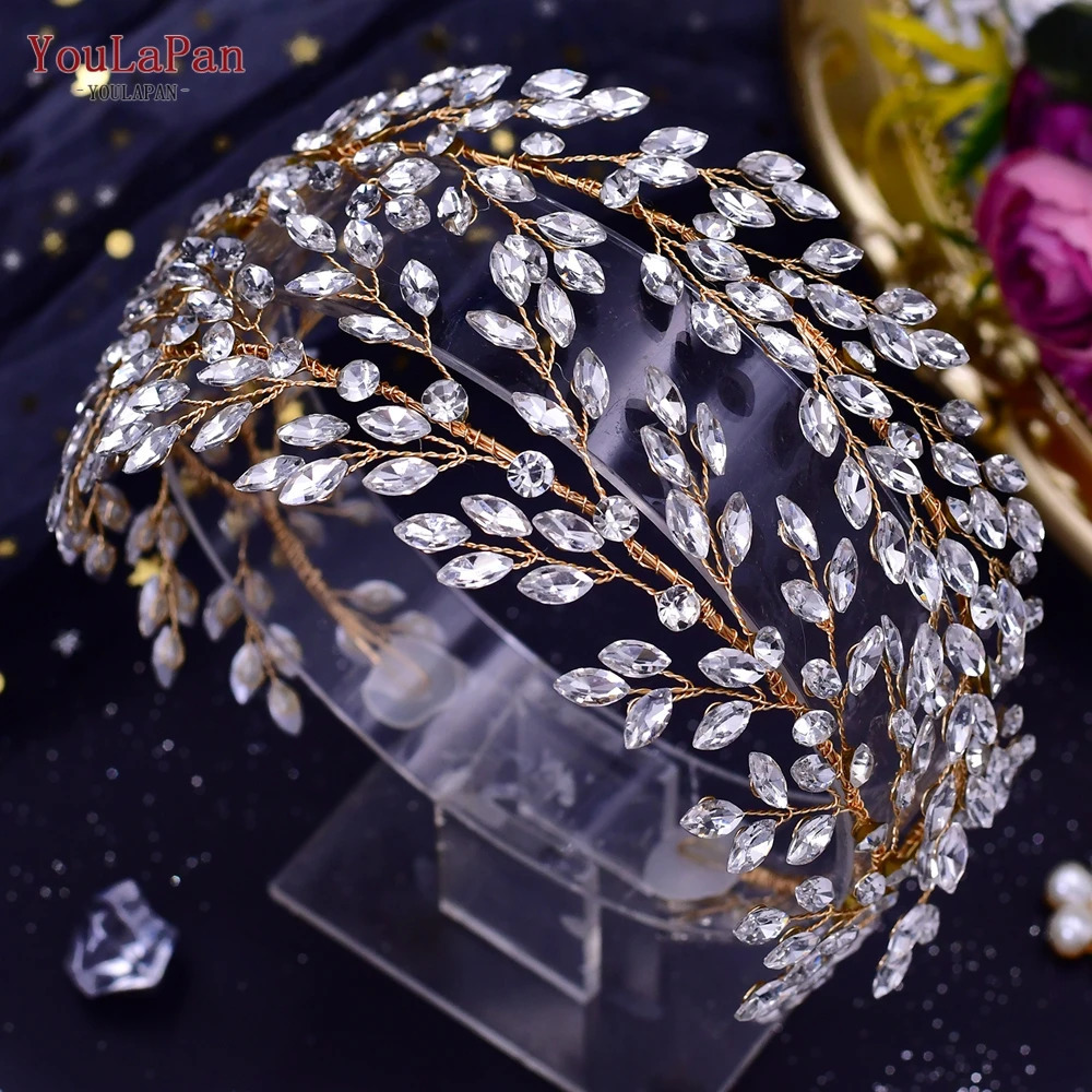 YouLaPan HP308 Rhinestones Headbands for Bride Handmade Bridal Tiara and Crown Wedding Hair Jewelry Accessories Headdress 250208