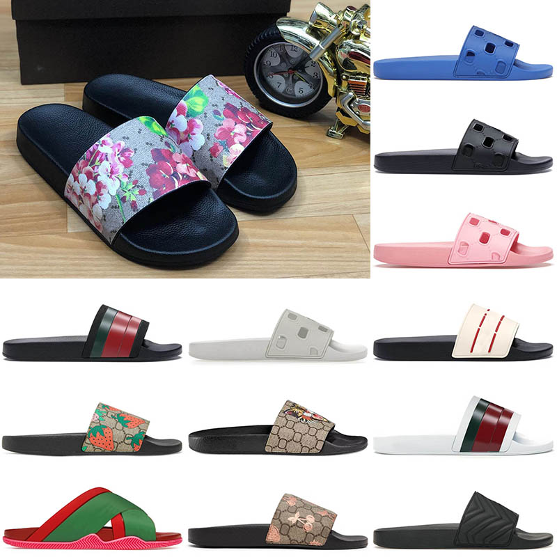 2025 Top Fashion Men Women Famous Designer Sandals Slides Luxurys Rubber Slippers Slide Hot Black Floral Canvas Blue Flowers Matelasse Beach Loafers Sandal Shoes