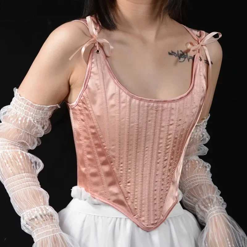 Satin Bandage Waist Trainer Body Shapers Women Corset Fashion Slimming Tank Top Sexy Shapewear Woman Clothes Fajas StreetwearXJ250212