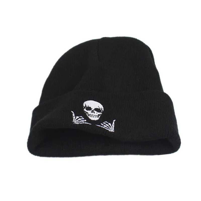 Winter solid beanie hat Warm cap Acrylic skeleton glass knitted hat Unisex men wen slippery ski glass cap hat X250212