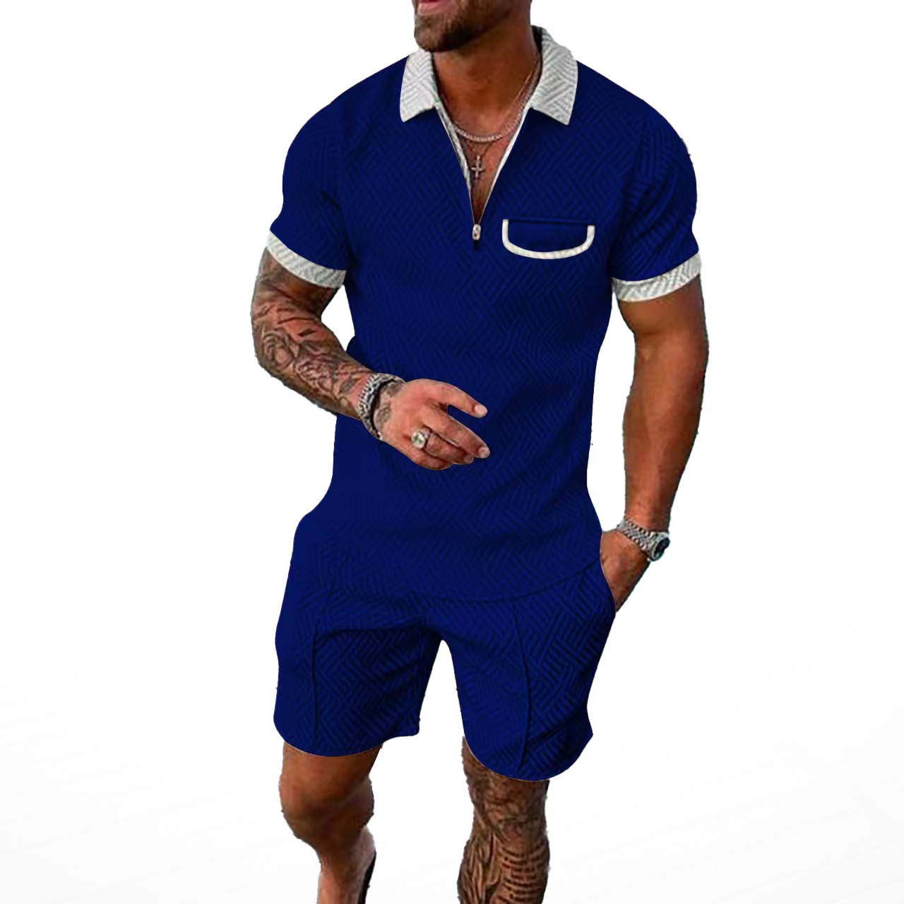 designer Two piece set men clothing summer tracksuit fashion color printing Short sleeved shirt shorts sets polo suits