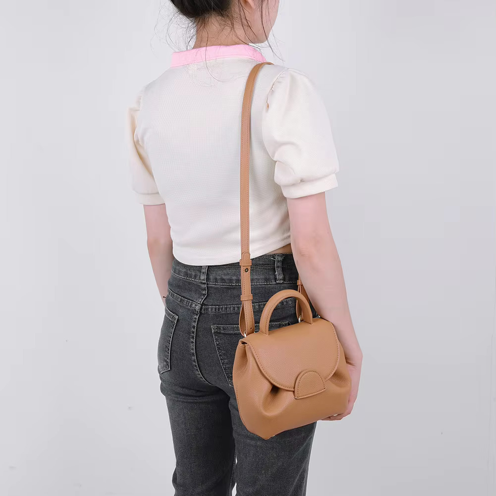 Women Fashion Shoulder PU Leather Elegant Handbags Small Tote Simple Satchel Bag Contrast Litchi Pattern Handbag