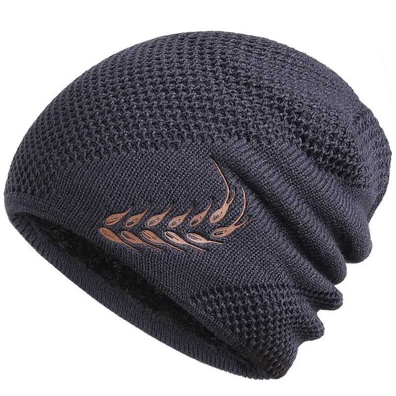Knit Beanie Winter Hat Thermal Thick Polar Fleece Snow Skl Cap for Men and Wen Autumn Hat Plus Velvet Wheat Knitted Hat X250212