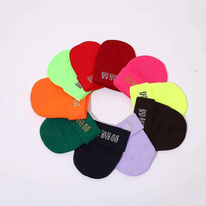 15 Winter Unisex Funny Bad Hair Day Hip Pop Beanie Hat Wen Men Ski Cap X250212